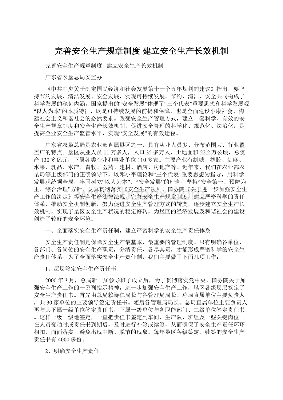 完善安全生产规章制度 建立安全生产长效机制文档格式.docx