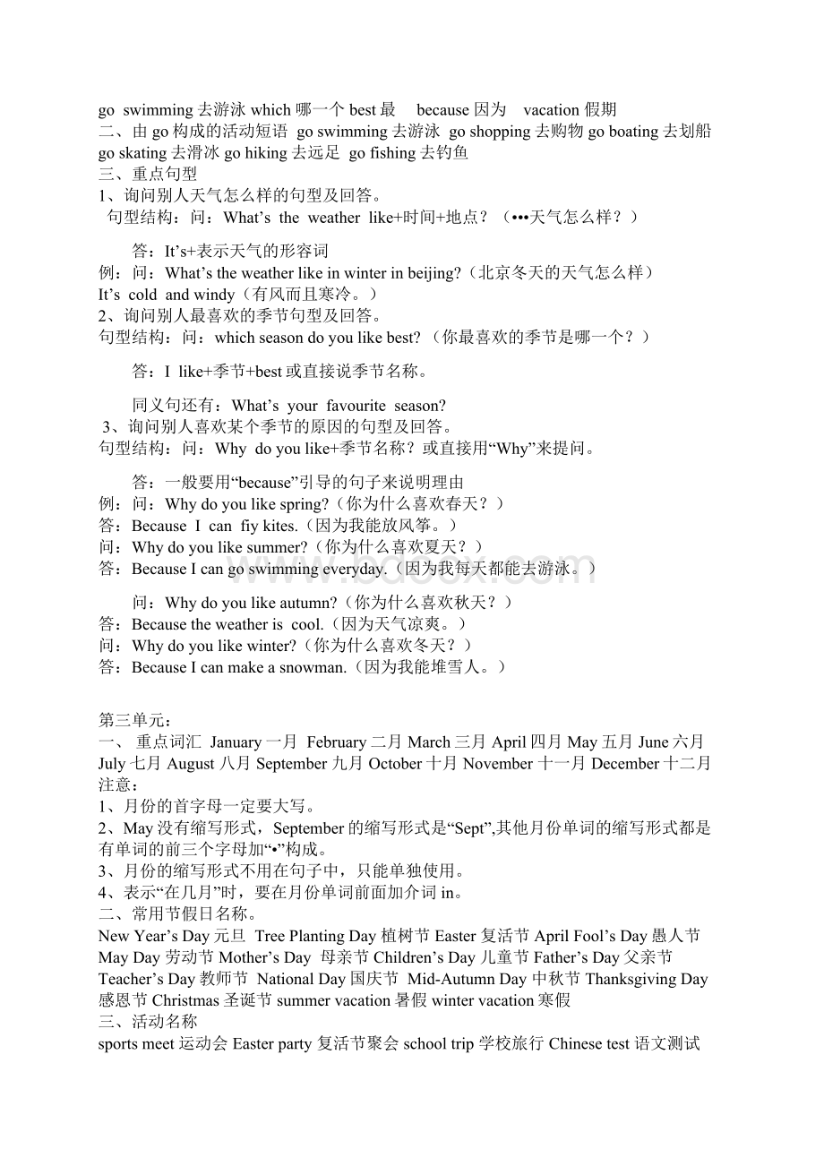 小学英语新版PEP五年级下册各单元知识点总结.docx_第2页