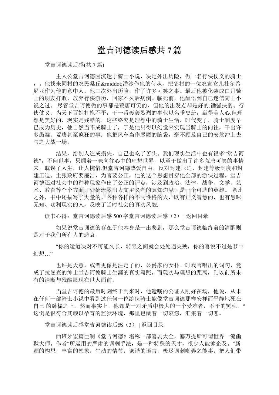 堂吉诃德读后感共7篇.docx