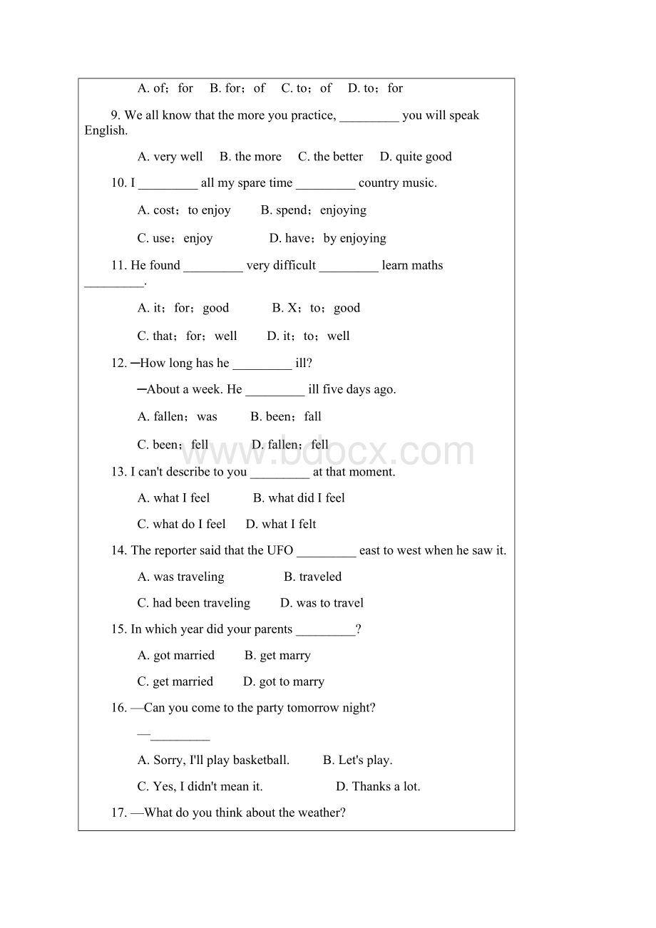 全国中学生英语能力竞赛NEPCS初三年级组样题和参考答案Word文档下载推荐.docx_第2页