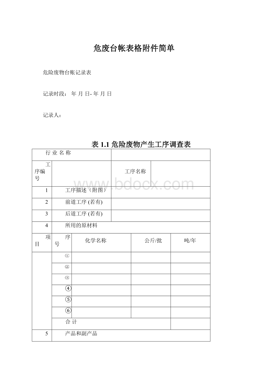 危废台帐表格附件简单.docx_第1页