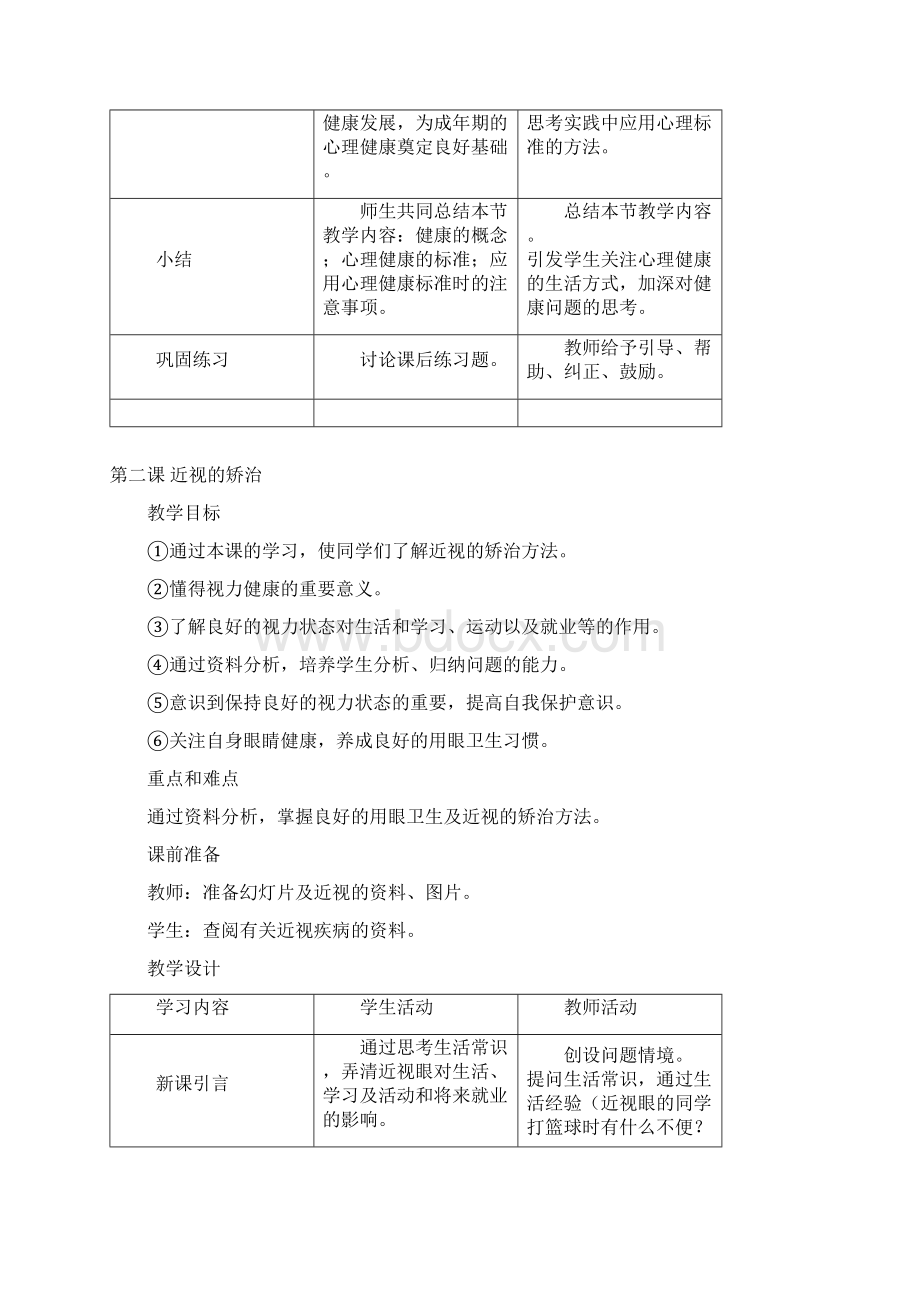 小学六年级健康教育上册全套8课表格式教案教学设计.docx_第3页