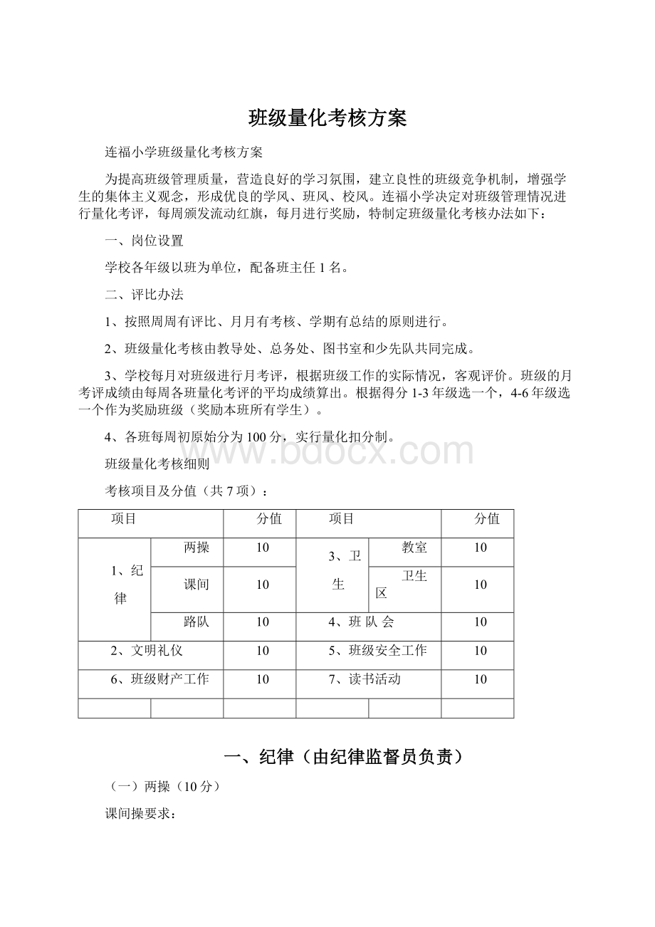 班级量化考核方案.docx