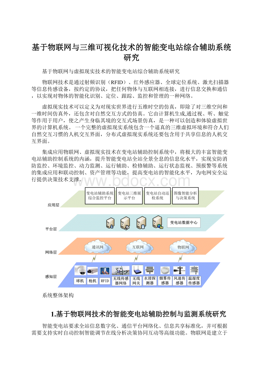 基于物联网与三维可视化技术的智能变电站综合辅助系统研究文档格式.docx_第1页