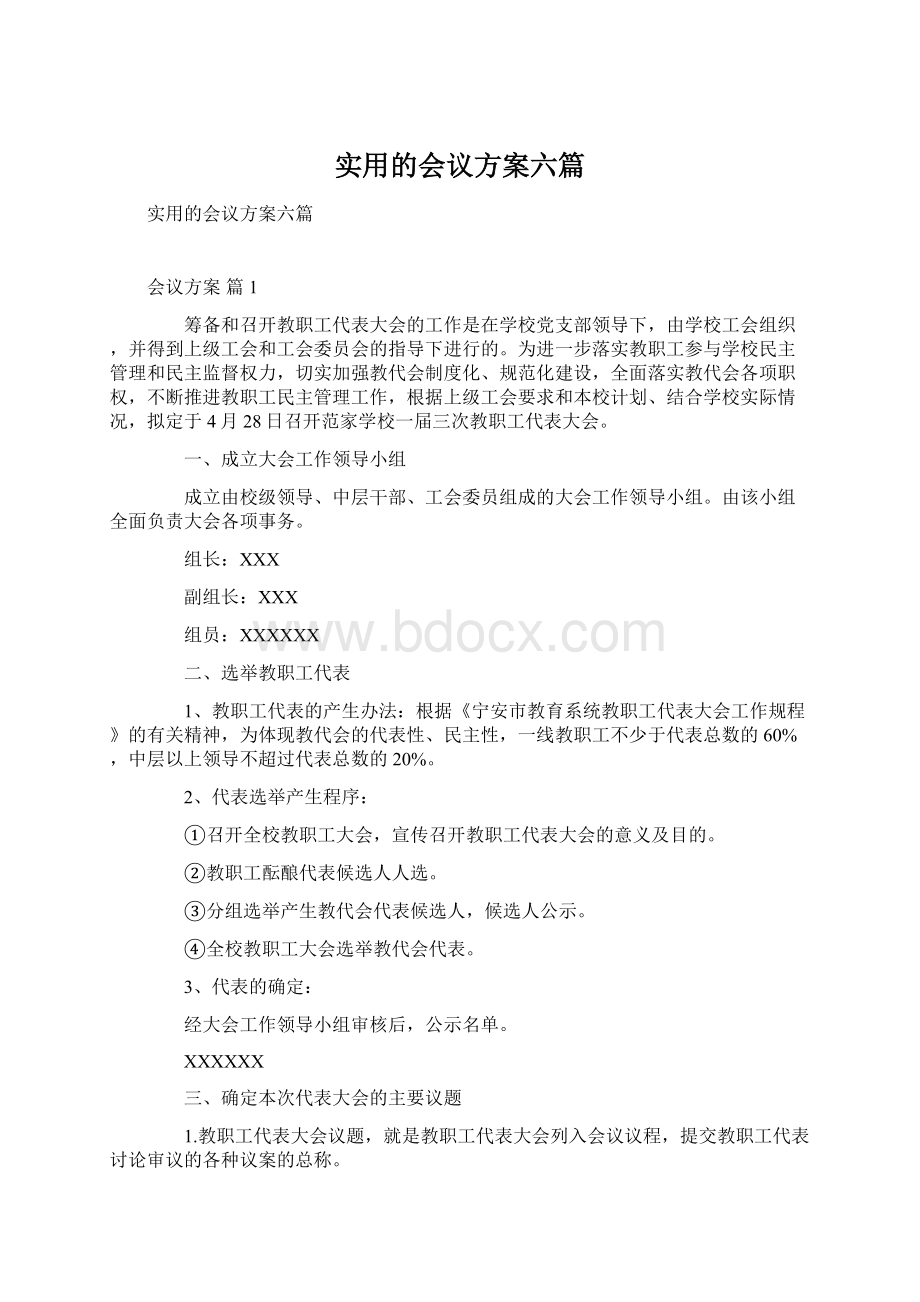 实用的会议方案六篇.docx_第1页