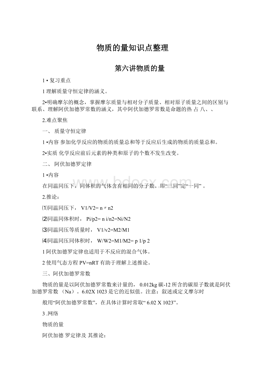 物质的量知识点整理.docx_第1页