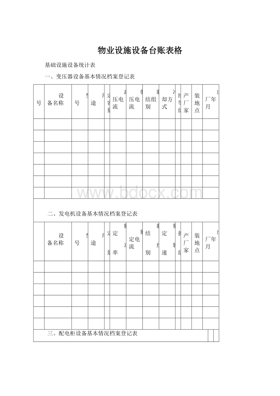 物业设施设备台账表格.docx_第1页