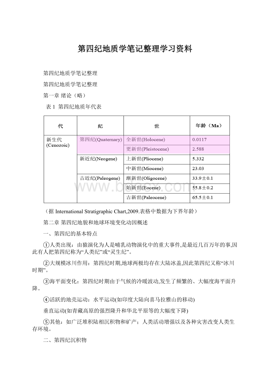 第四纪地质学笔记整理学习资料.docx