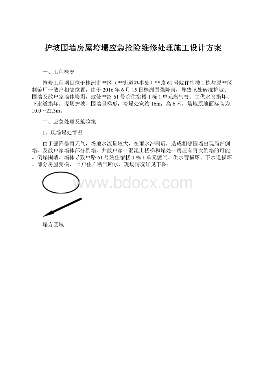 护坡围墙房屋垮塌应急抢险维修处理施工设计方案.docx