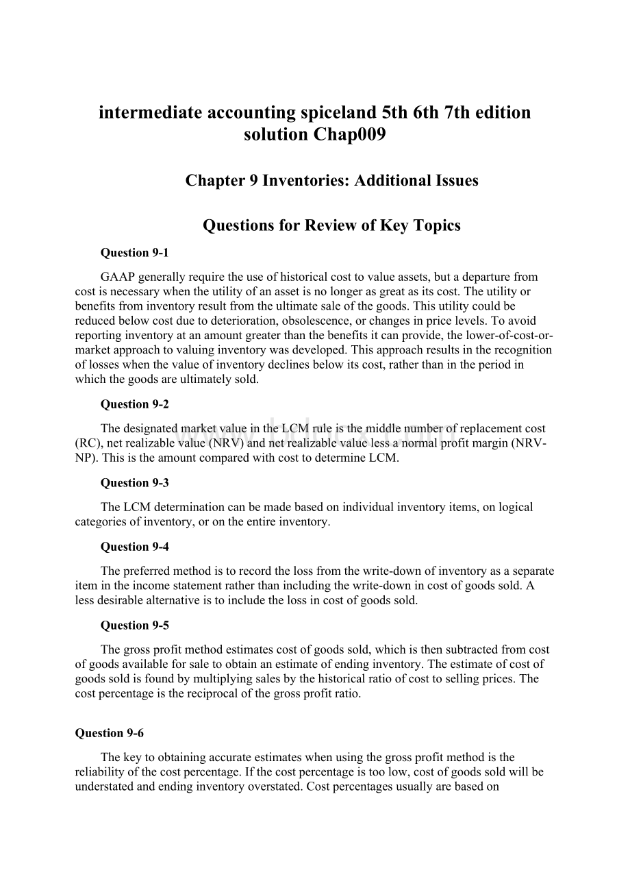 intermediate accounting spiceland 5th 6th 7th edition solution Chap009.docx_第1页