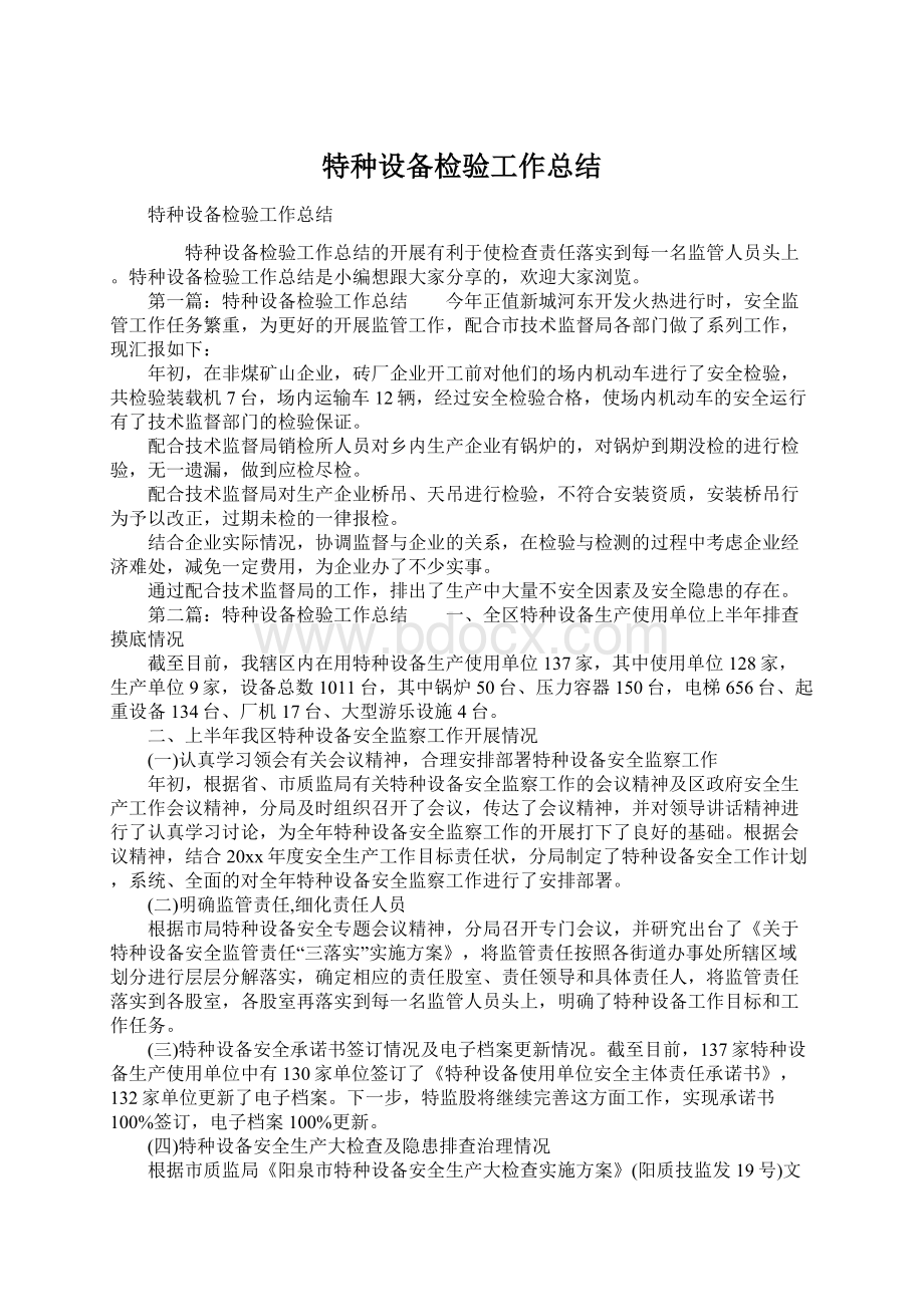 特种设备检验工作总结Word文档下载推荐.docx