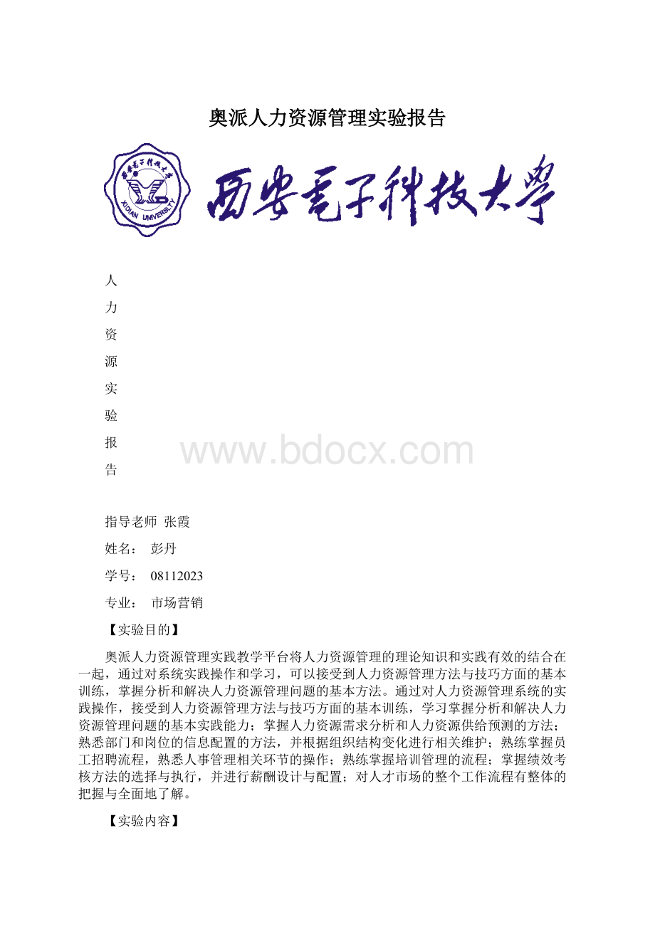 奥派人力资源管理实验报告.docx