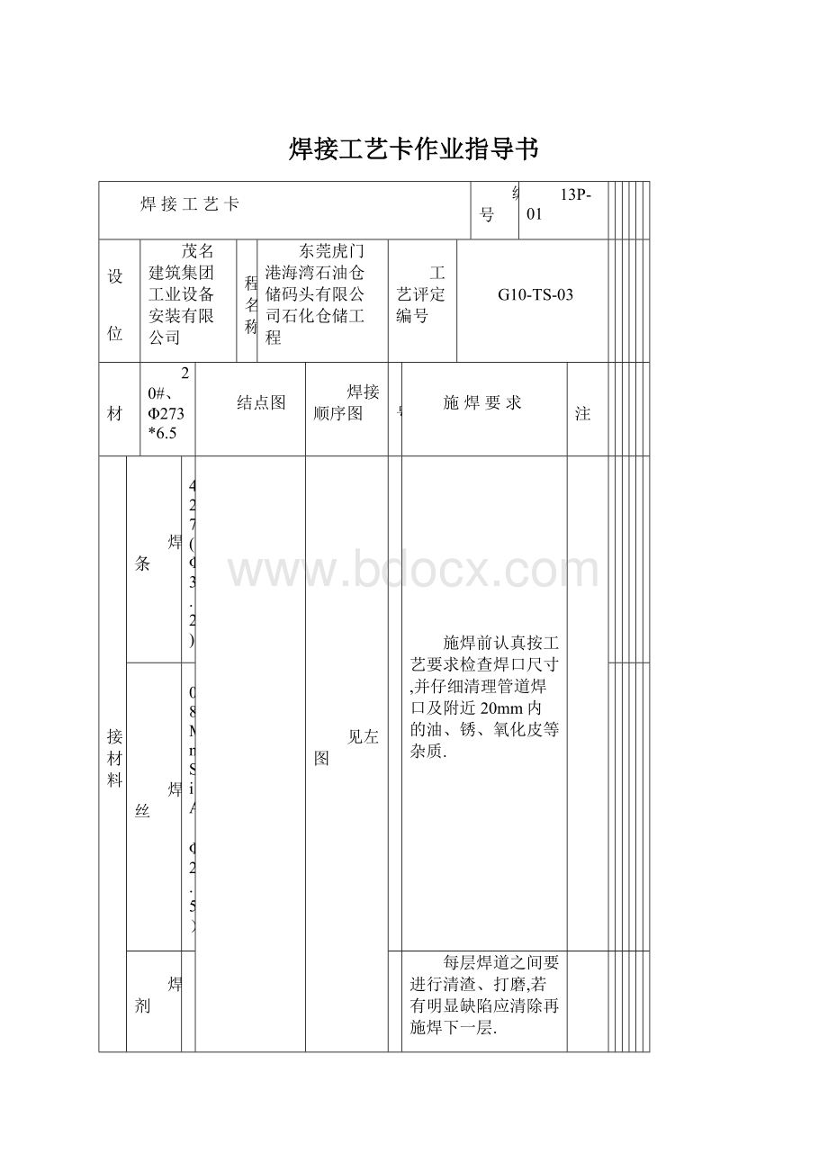 焊接工艺卡作业指导书.docx_第1页