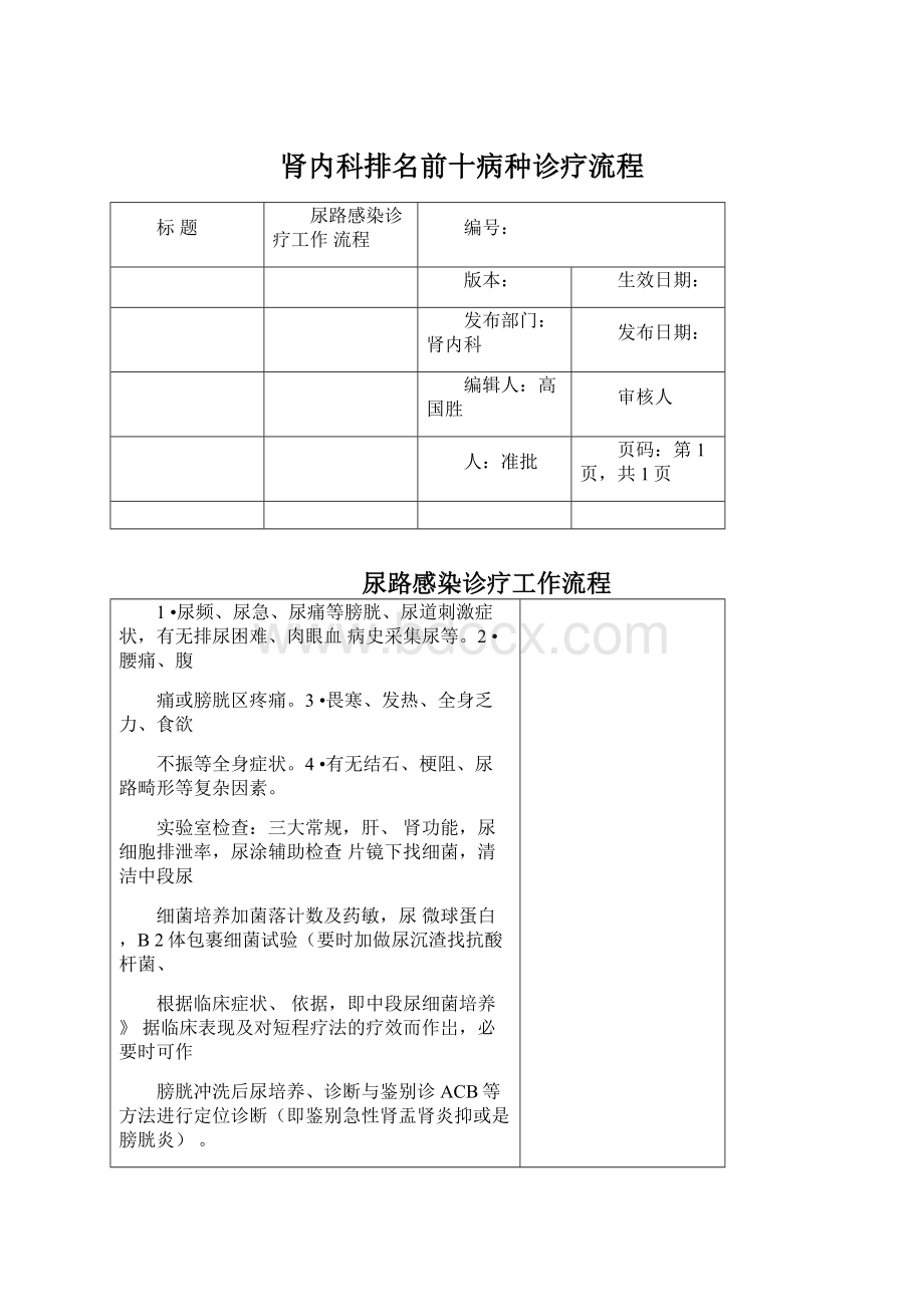 肾内科排名前十病种诊疗流程.docx_第1页