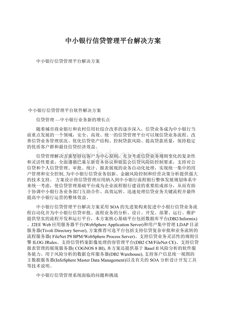 中小银行信贷管理平台解决方案.docx