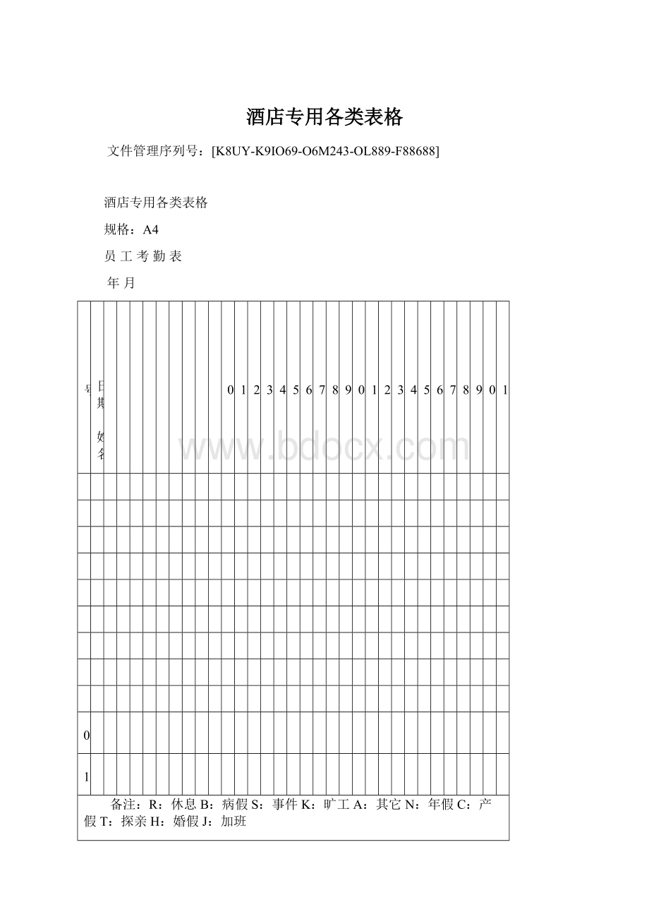 酒店专用各类表格Word文件下载.docx_第1页