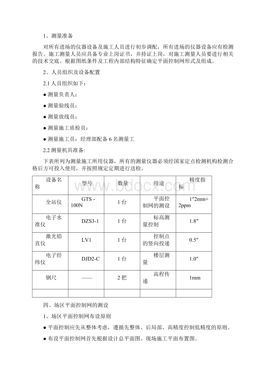 辽宁文化广场测量施工方案内空点平面布置图文档格式.docx_第2页