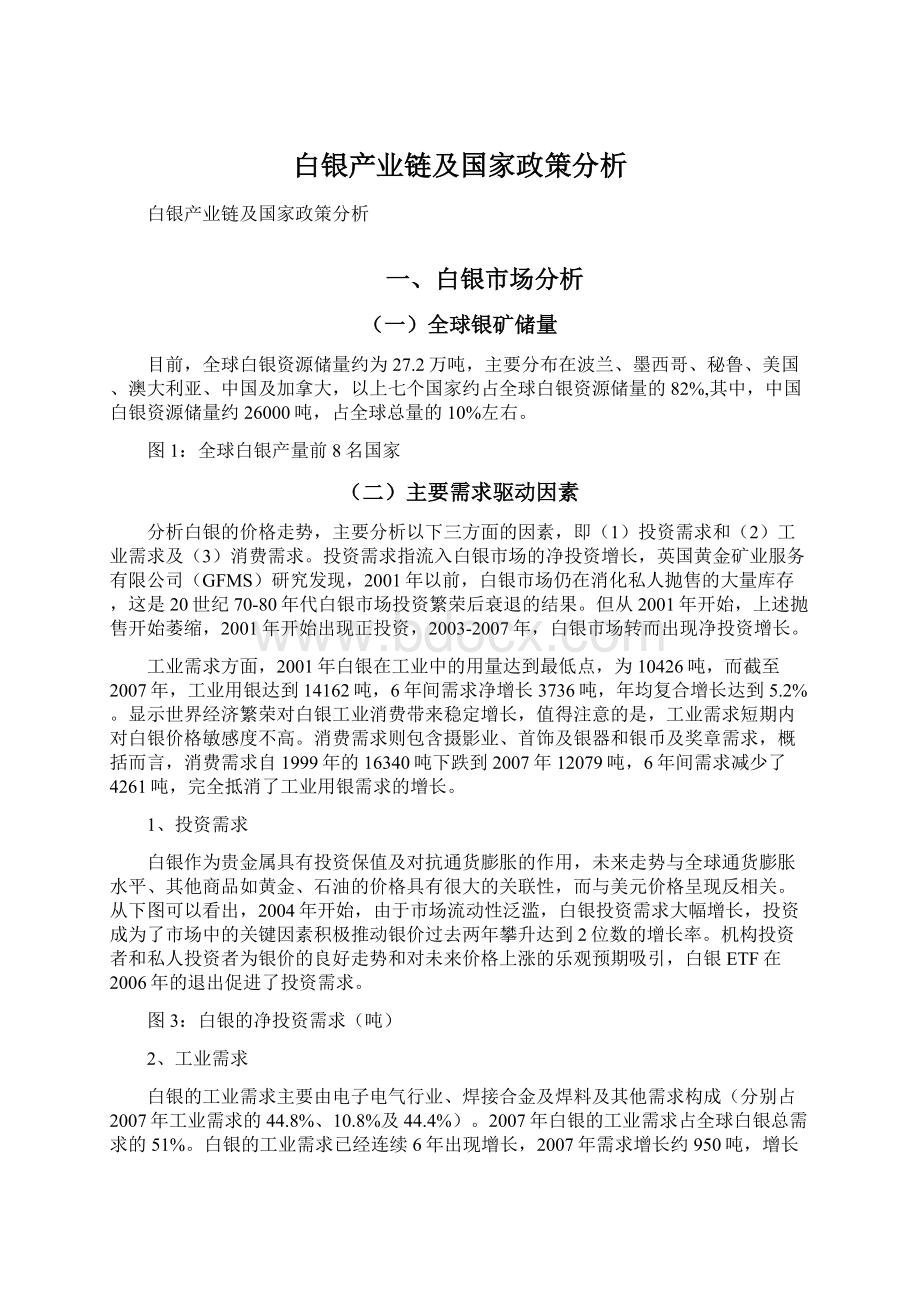 白银产业链及国家政策分析Word格式文档下载.docx