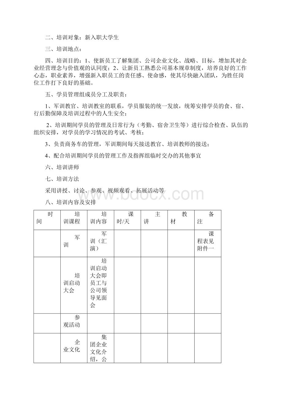 新入职大学生培训方案全套教学内容Word格式.docx_第2页