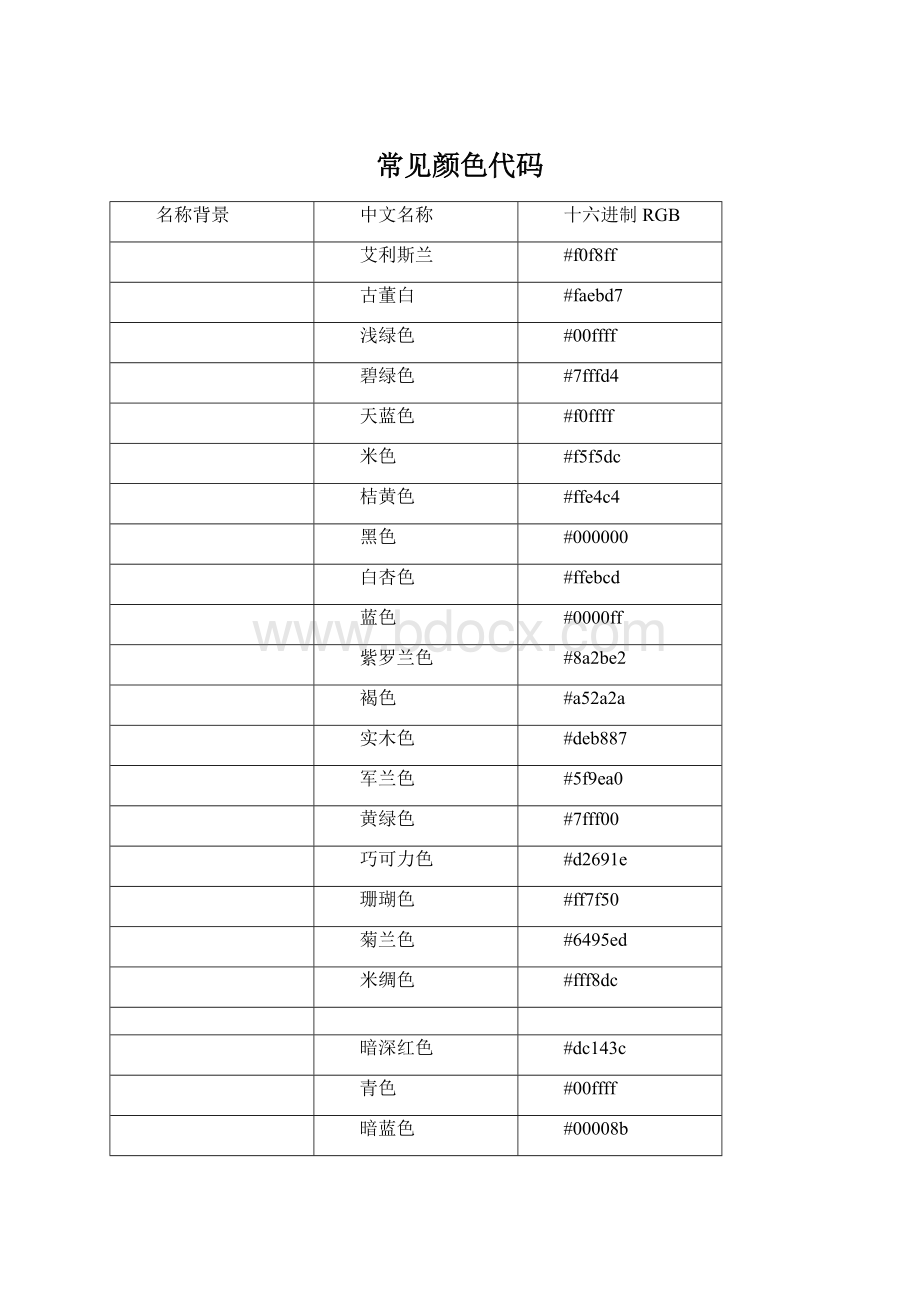 常见颜色代码.docx_第1页