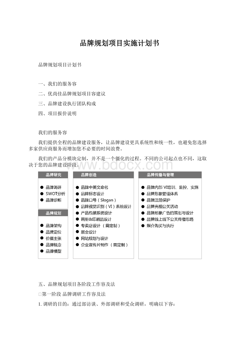 品牌规划项目实施计划书Word格式文档下载.docx