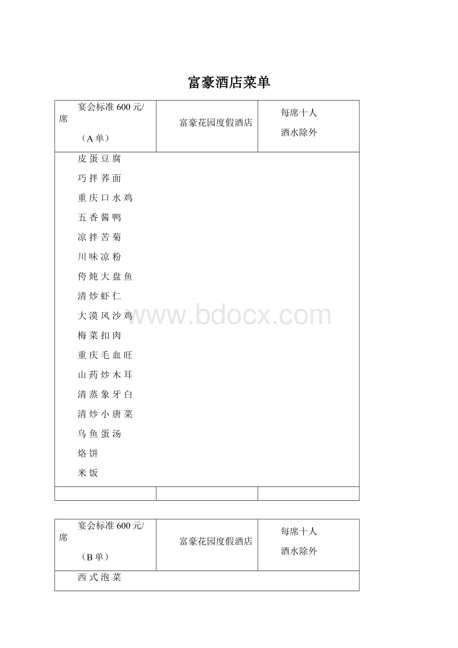 富豪酒店菜单.docx_第1页