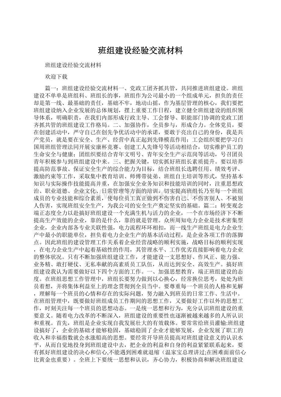 班组建设经验交流材料.docx