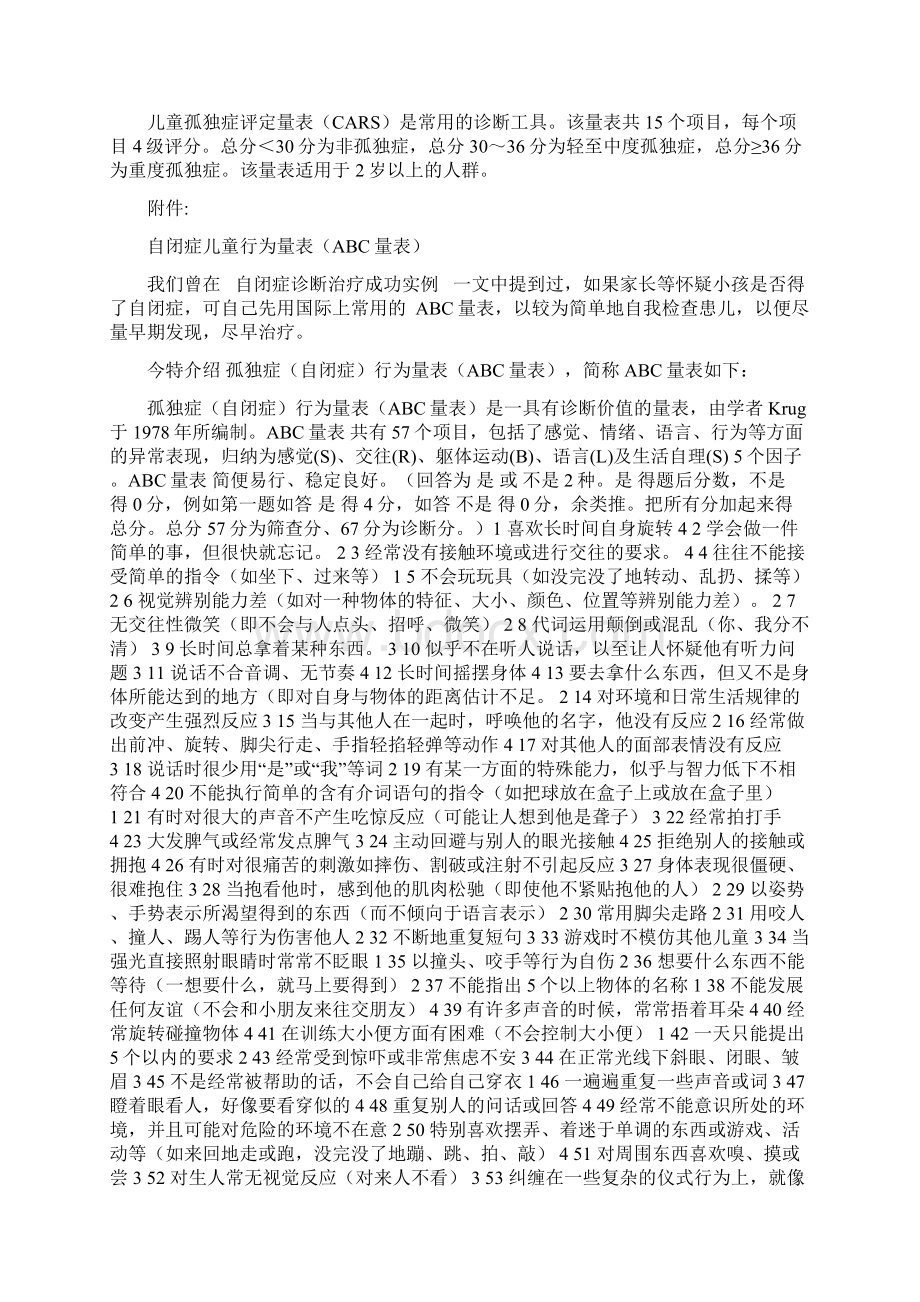 儿童自闭症常用筛查诊断量表完整优秀版Word下载.docx_第2页