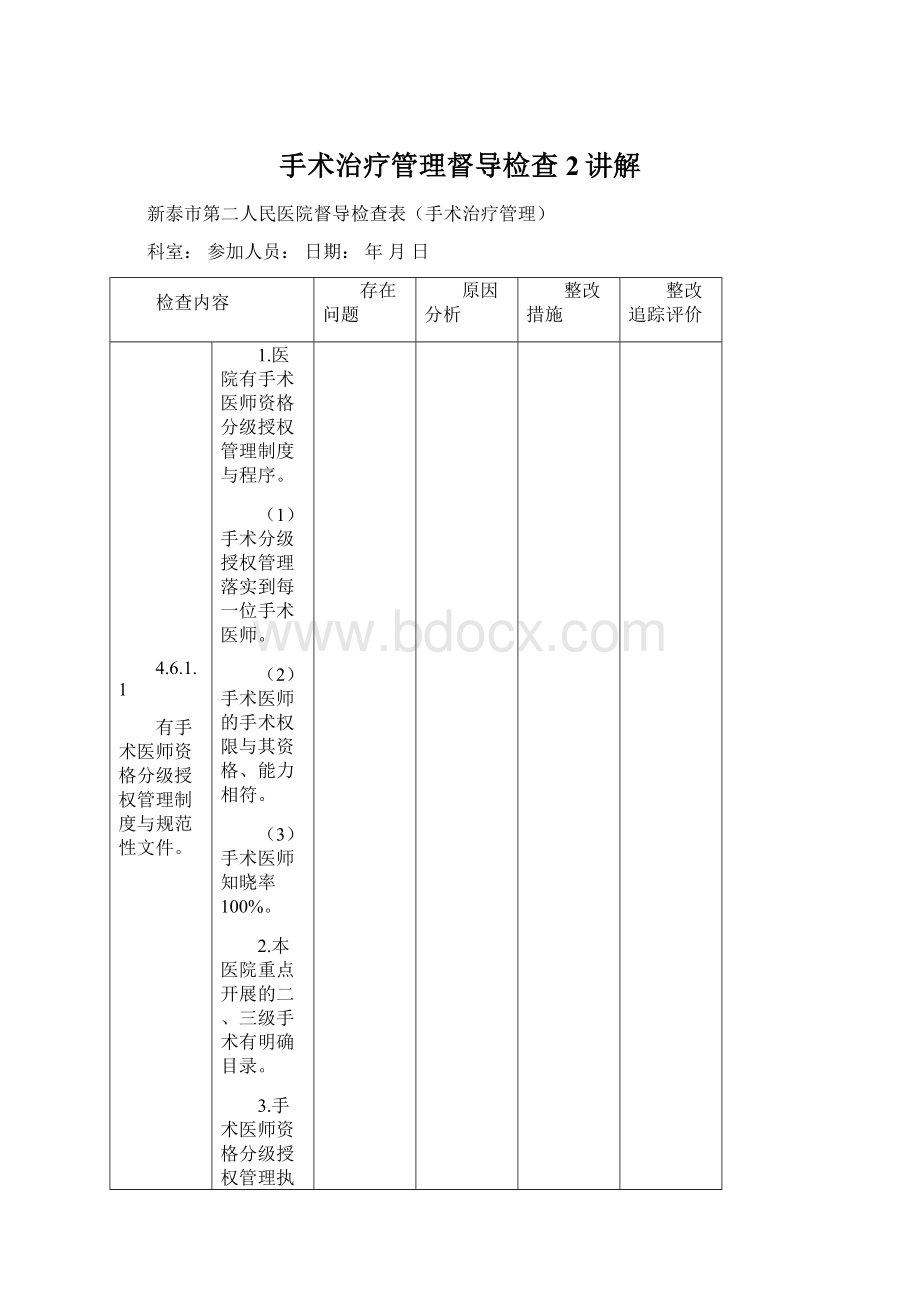 手术治疗管理督导检查2讲解.docx