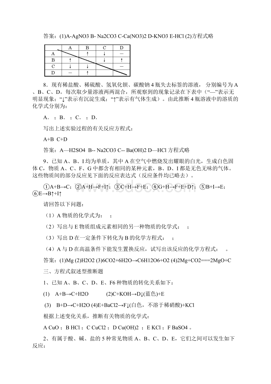 中考化学物质推断题常见题型含答案Word格式.docx_第3页