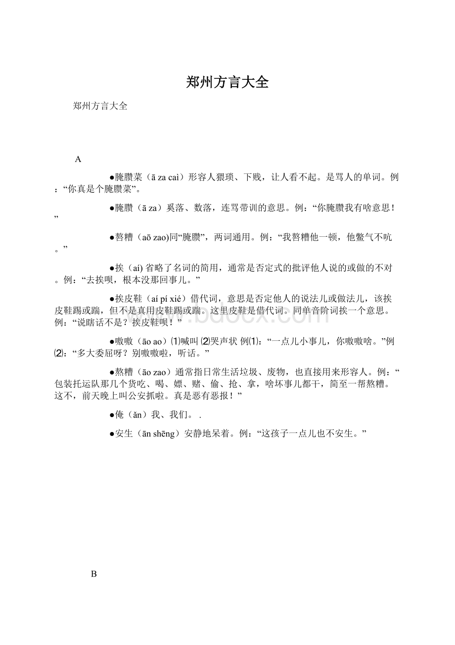 郑州方言大全Word格式文档下载.docx