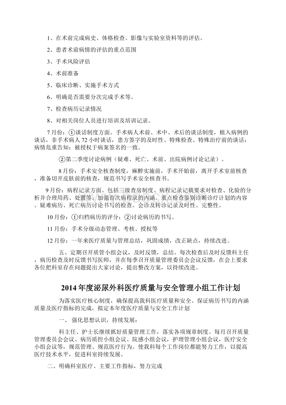 泌尿外科医疗质量与安全管理小组工作计划.docx_第3页