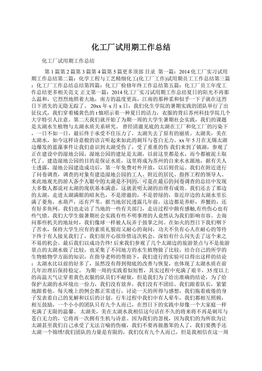 化工厂试用期工作总结Word文件下载.docx_第1页