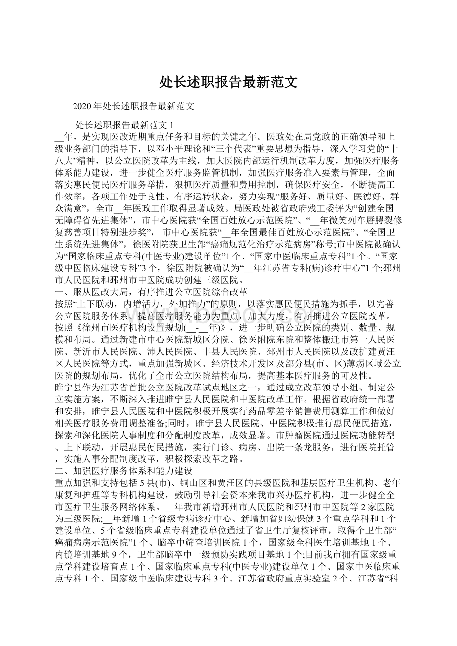 处长述职报告最新范文Word文档下载推荐.docx