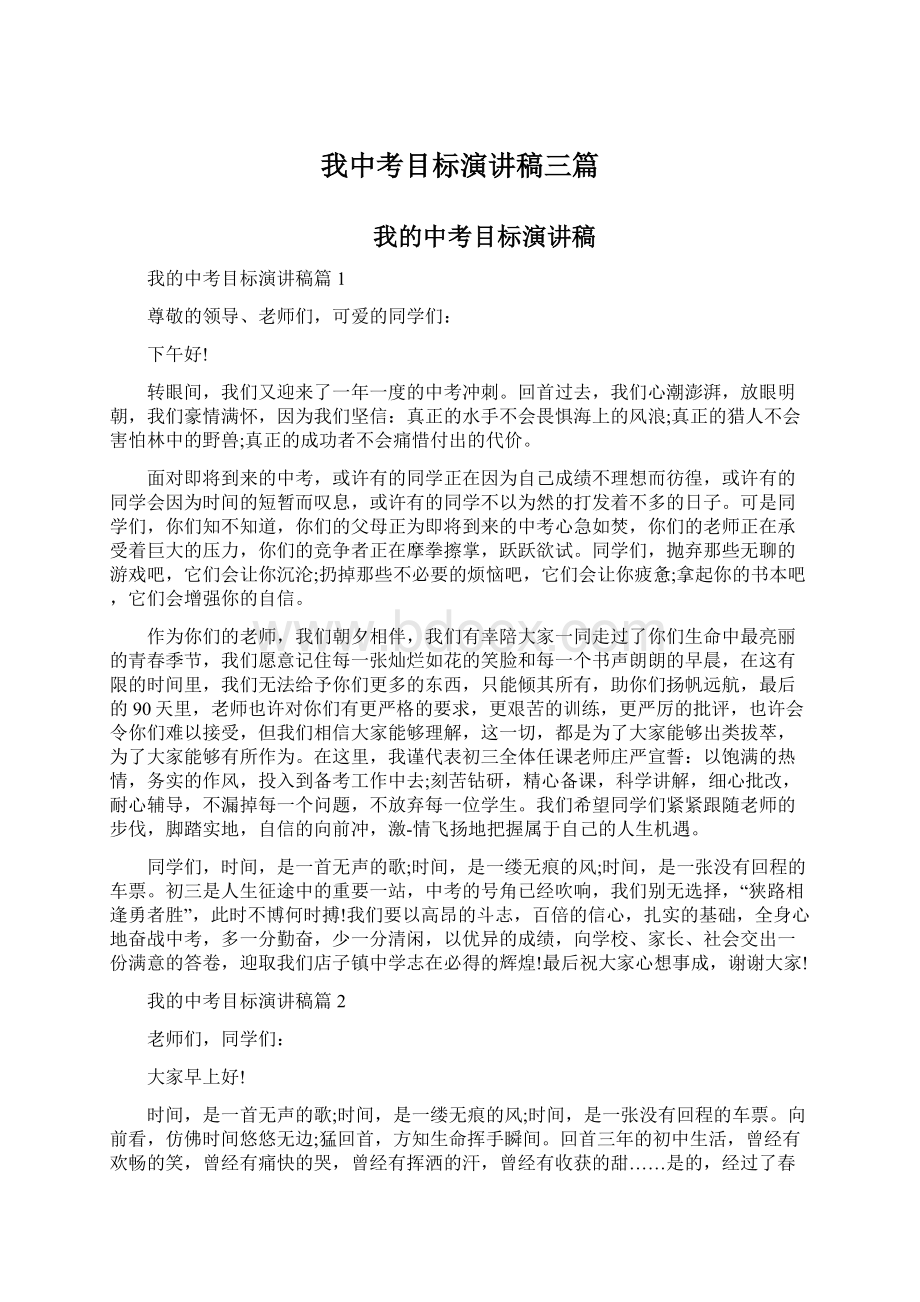 我中考目标演讲稿三篇Word格式文档下载.docx