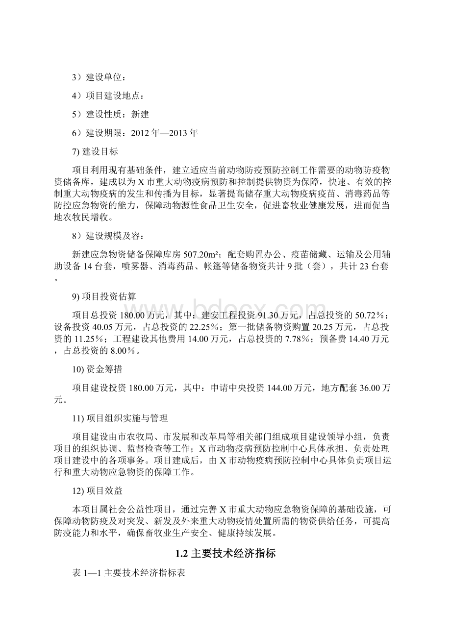 重大动物应急物资储备库建设项目可行性实施报告Word格式文档下载.docx_第2页