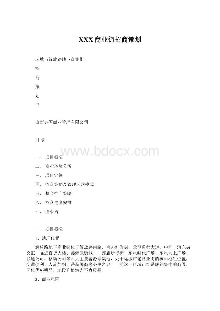 XXX商业街招商策划Word下载.docx