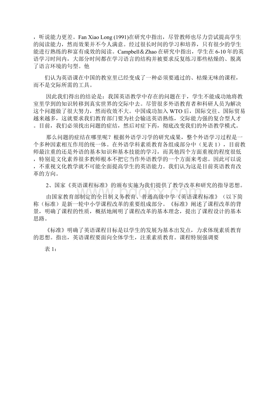 高中英语教育培养学生跨文化交际能力探究开题报告Word格式.docx_第2页