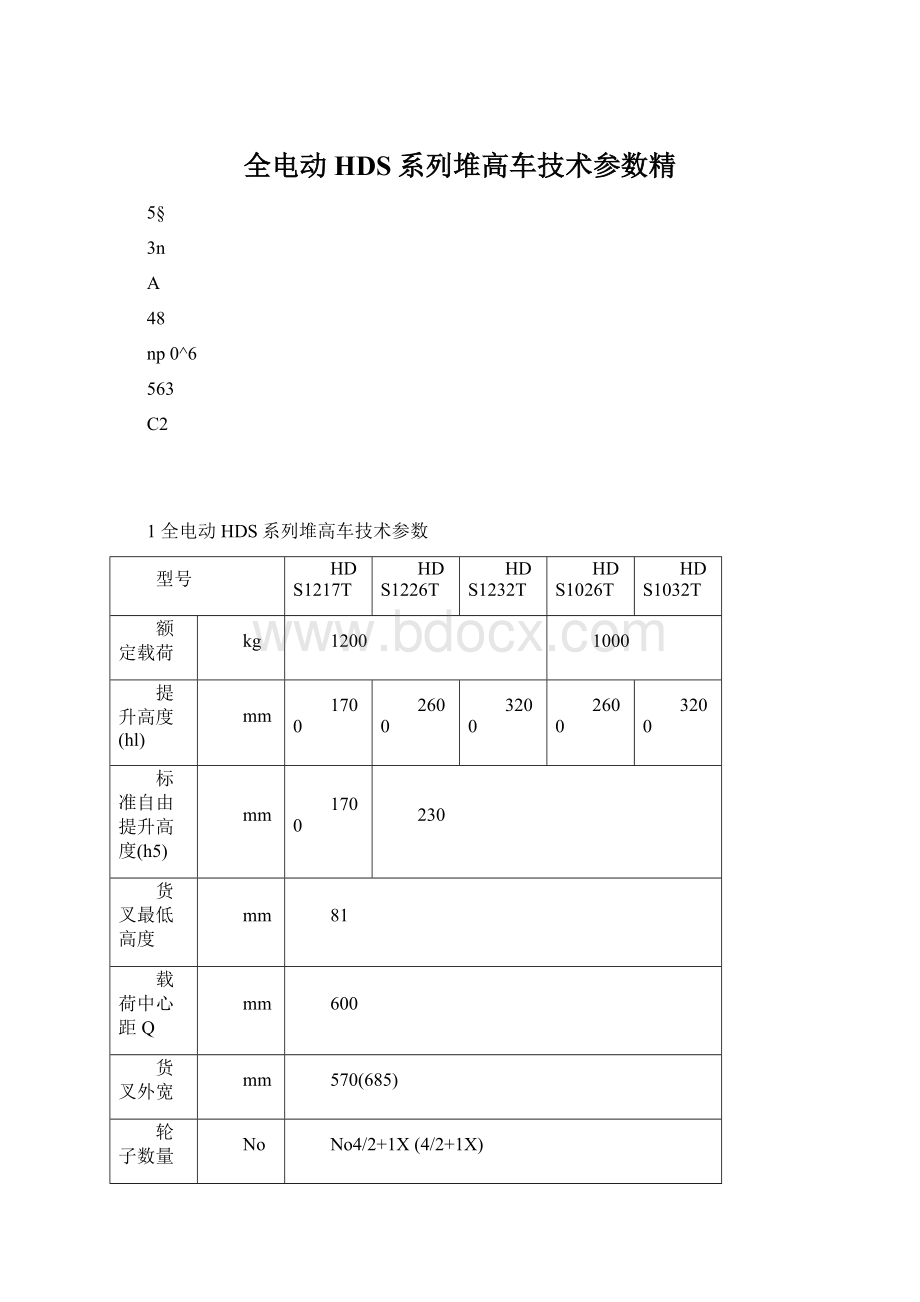 全电动HDS系列堆高车技术参数精Word格式文档下载.docx