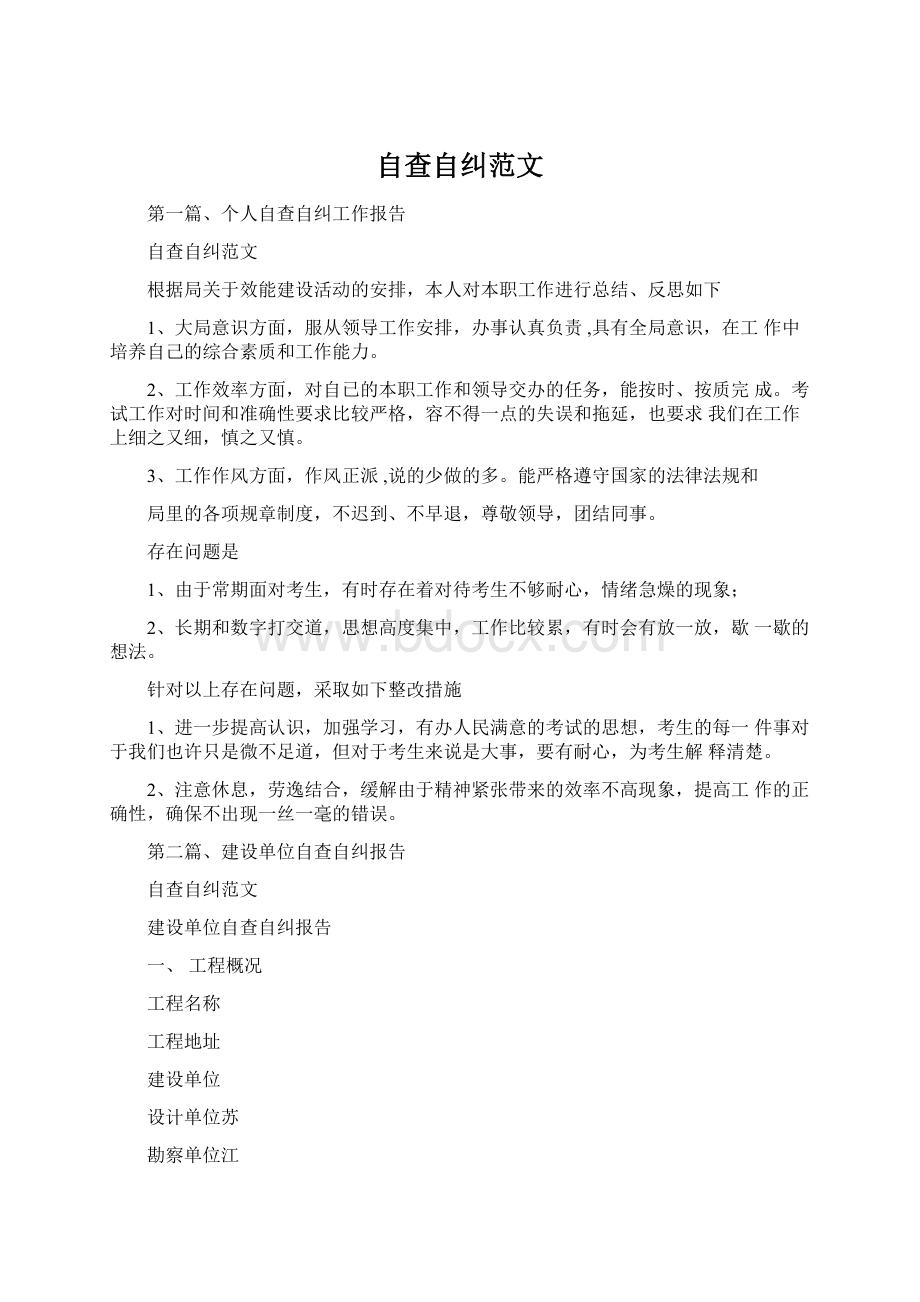 自查自纠范文Word文档格式.docx