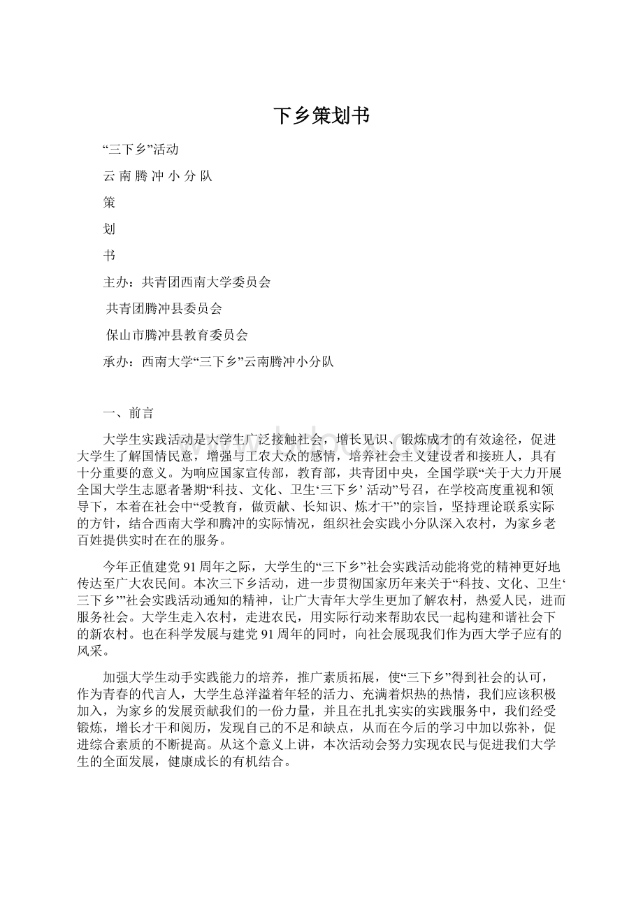 下乡策划书Word格式文档下载.docx