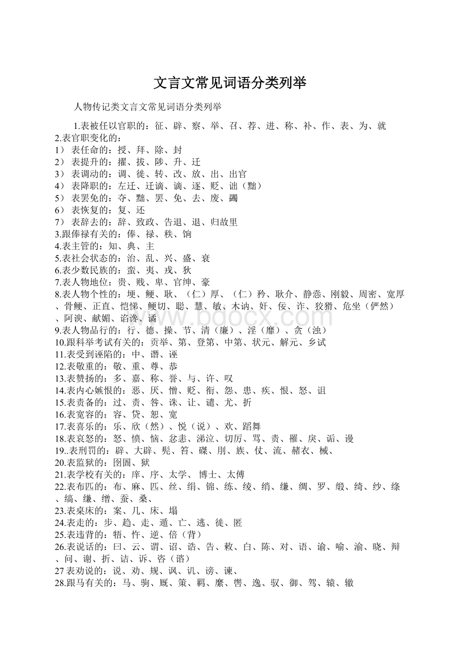 文言文常见词语分类列举Word文档下载推荐.docx