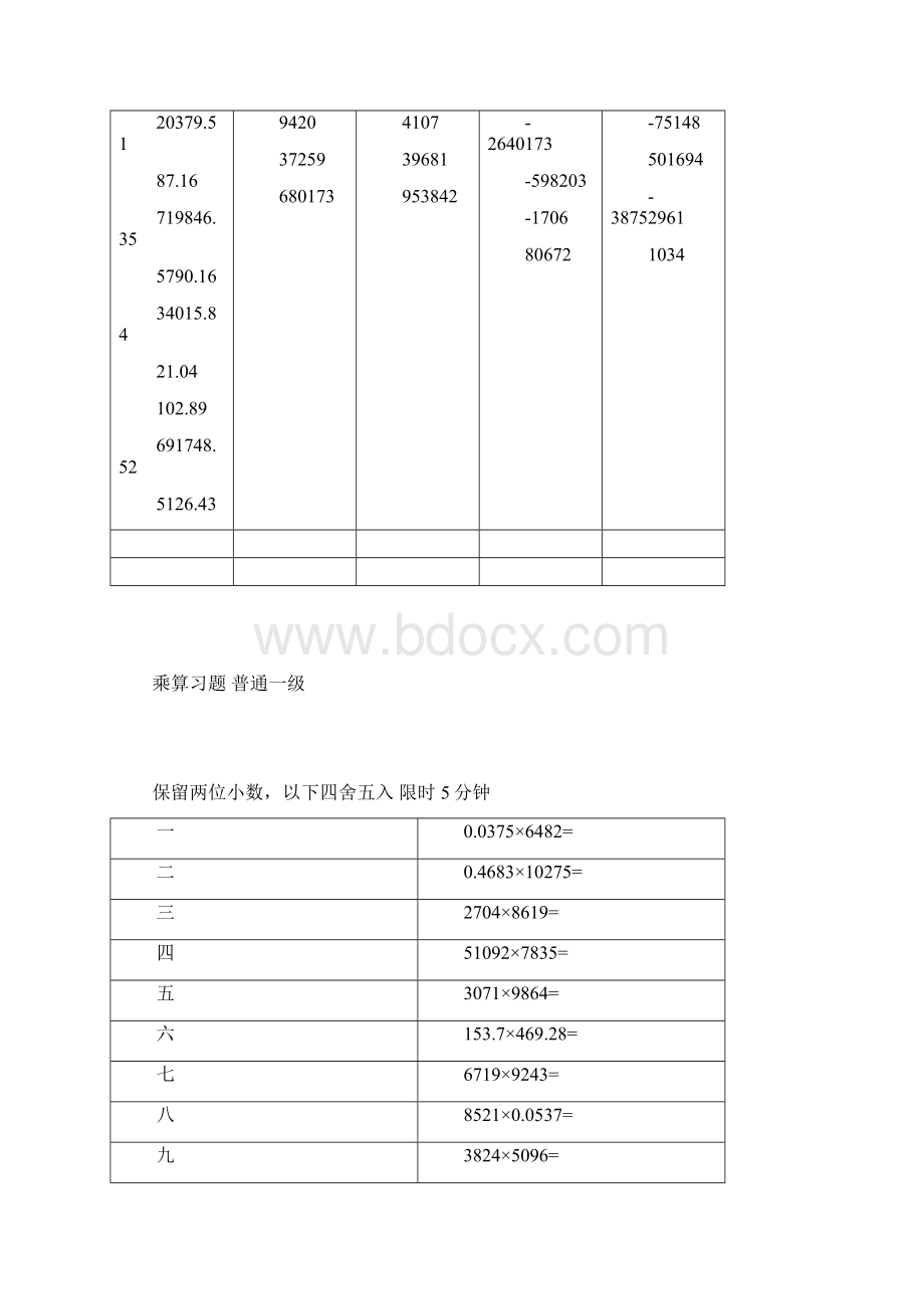 珠算试题普通一级五级五套题Word格式.docx_第2页