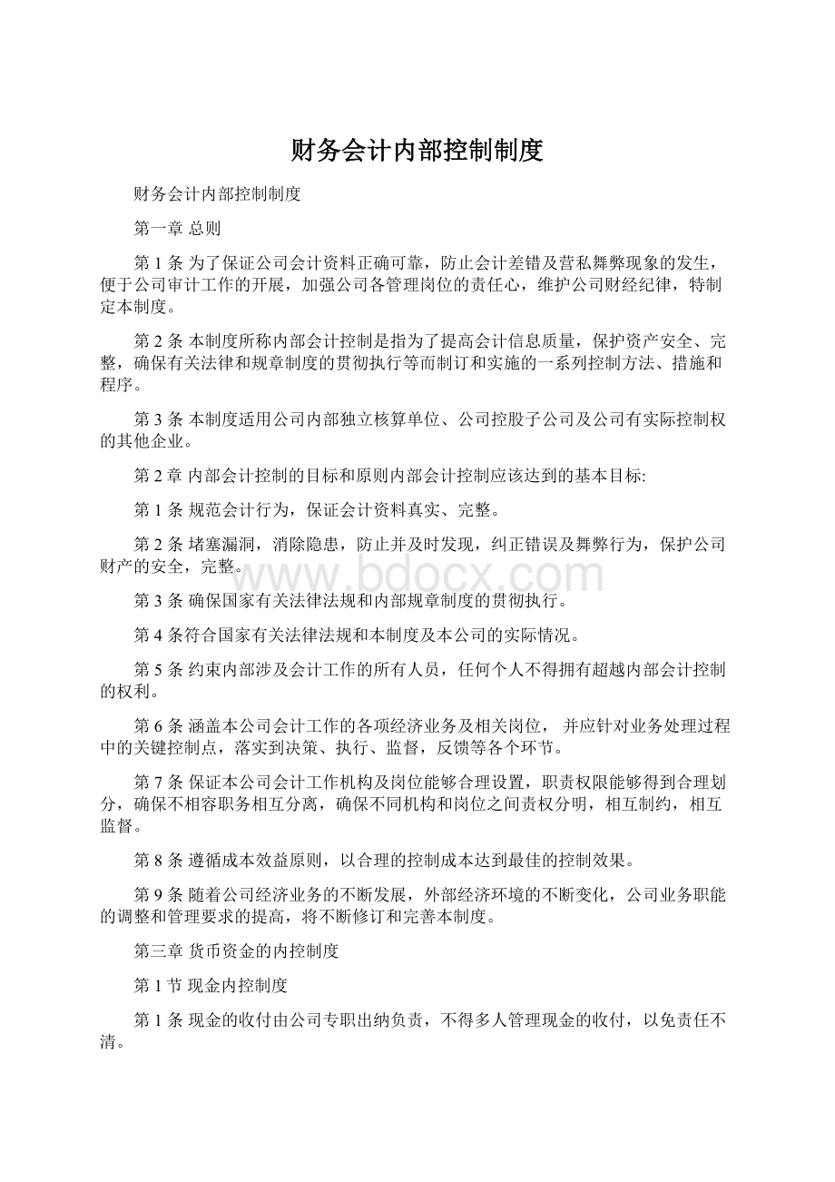 财务会计内部控制制度.docx