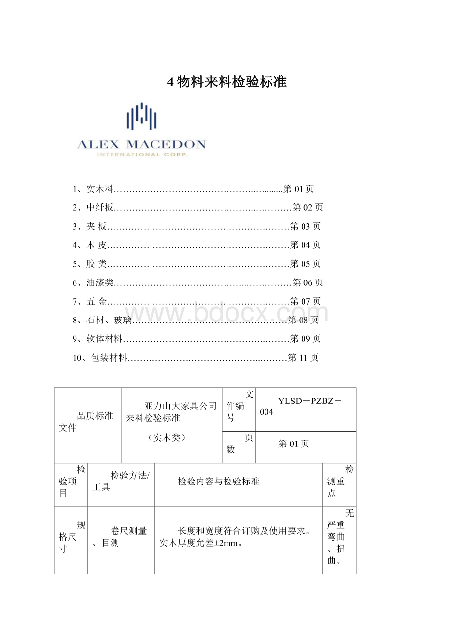 4物料来料检验标准Word下载.docx