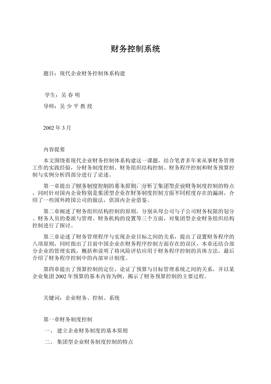 财务控制系统Word格式文档下载.docx