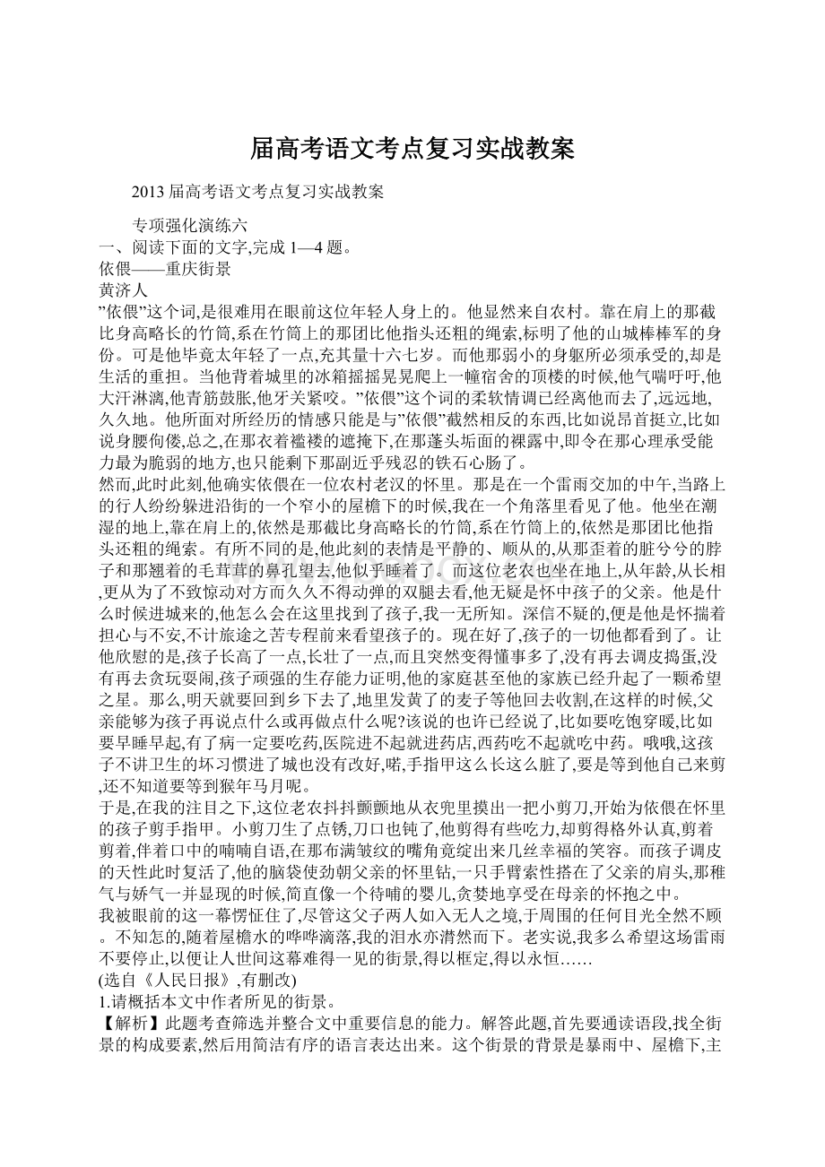 届高考语文考点复习实战教案.docx