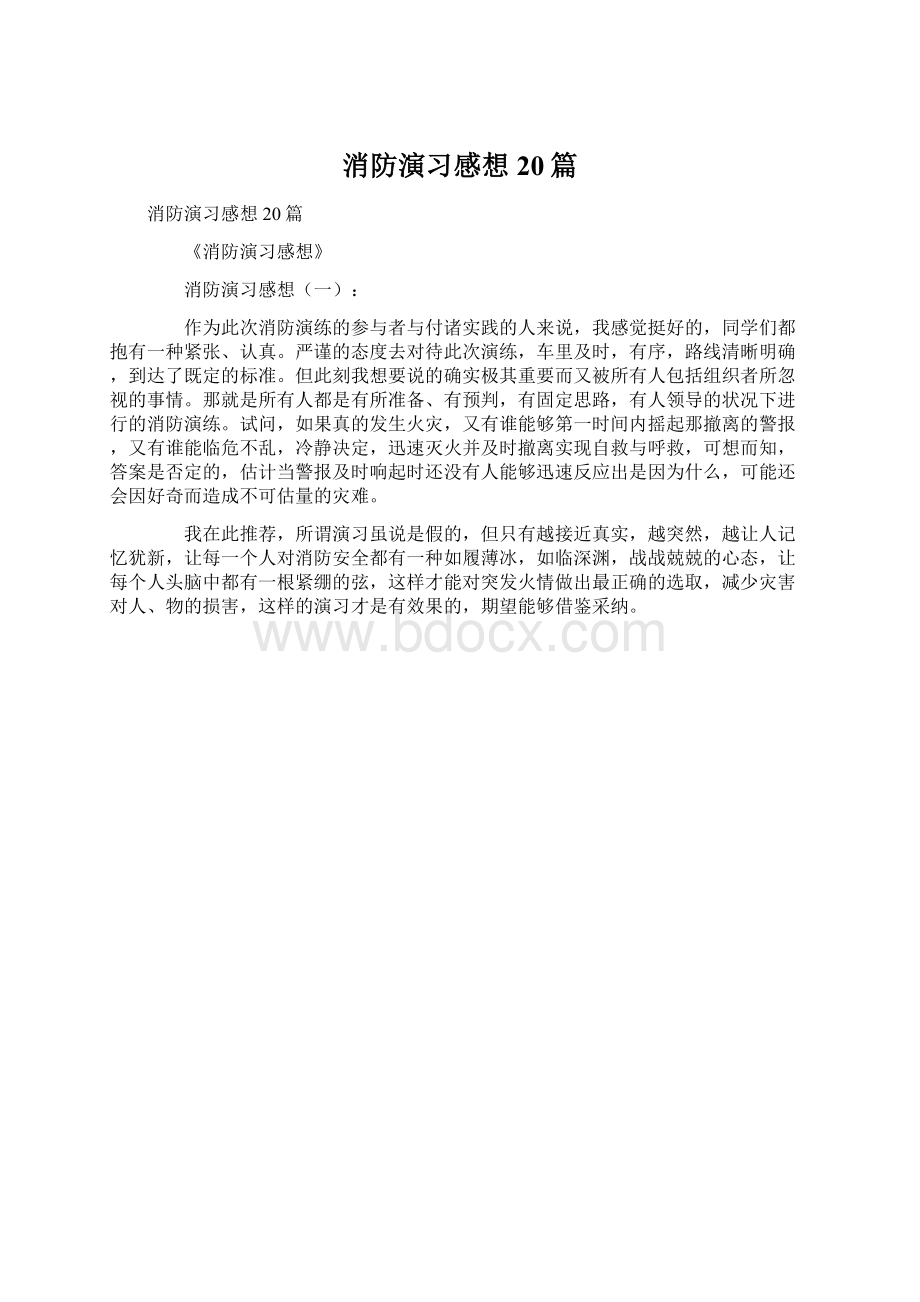 消防演习感想20篇Word文档格式.docx