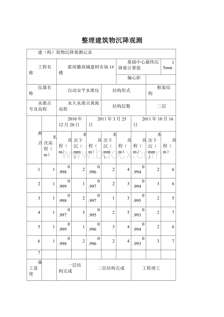 整理建筑物沉降观测.docx