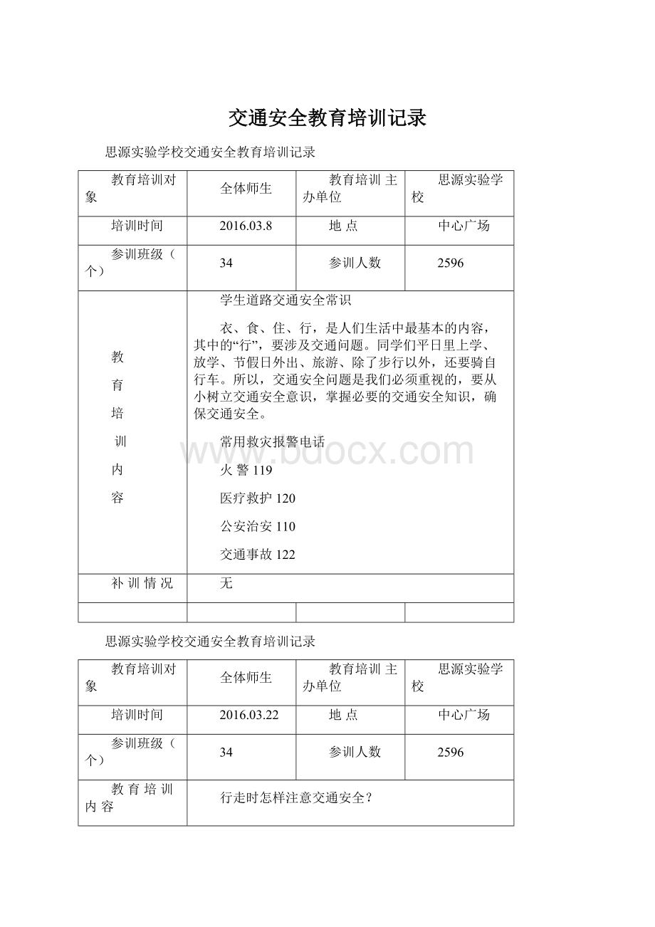 交通安全教育培训记录.docx